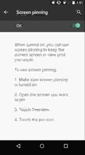 instructions for app pinning in Android